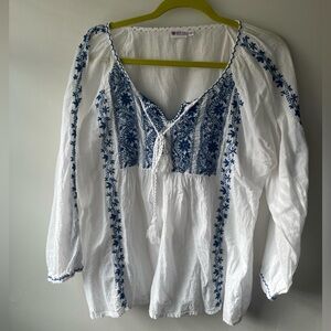 Hand embroidered peasant blouse